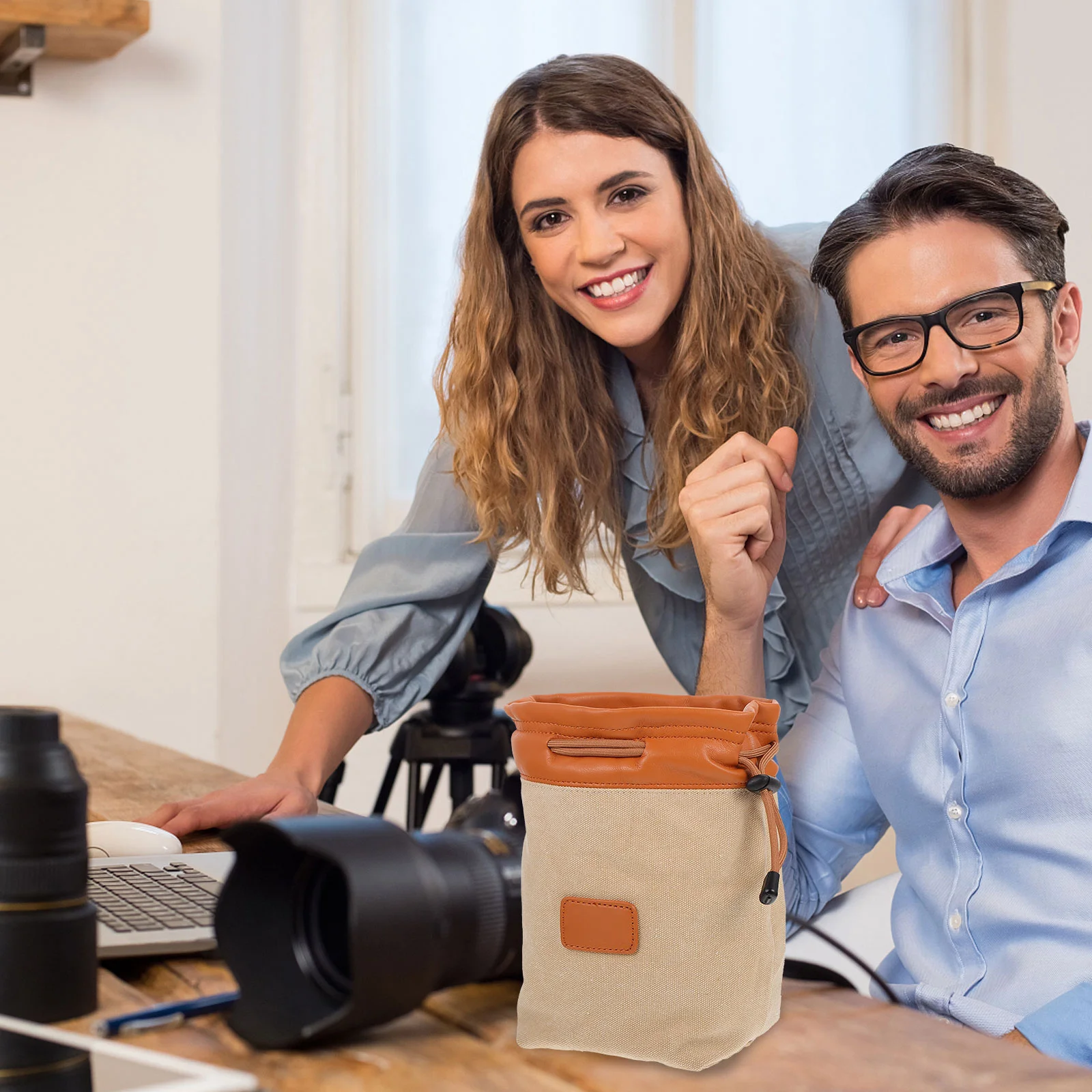 

1Pcs Camera Bag Canvas Pouch Compact Portable Travel Carrying Storage Case for Lens Accessories Drawstring Handbag