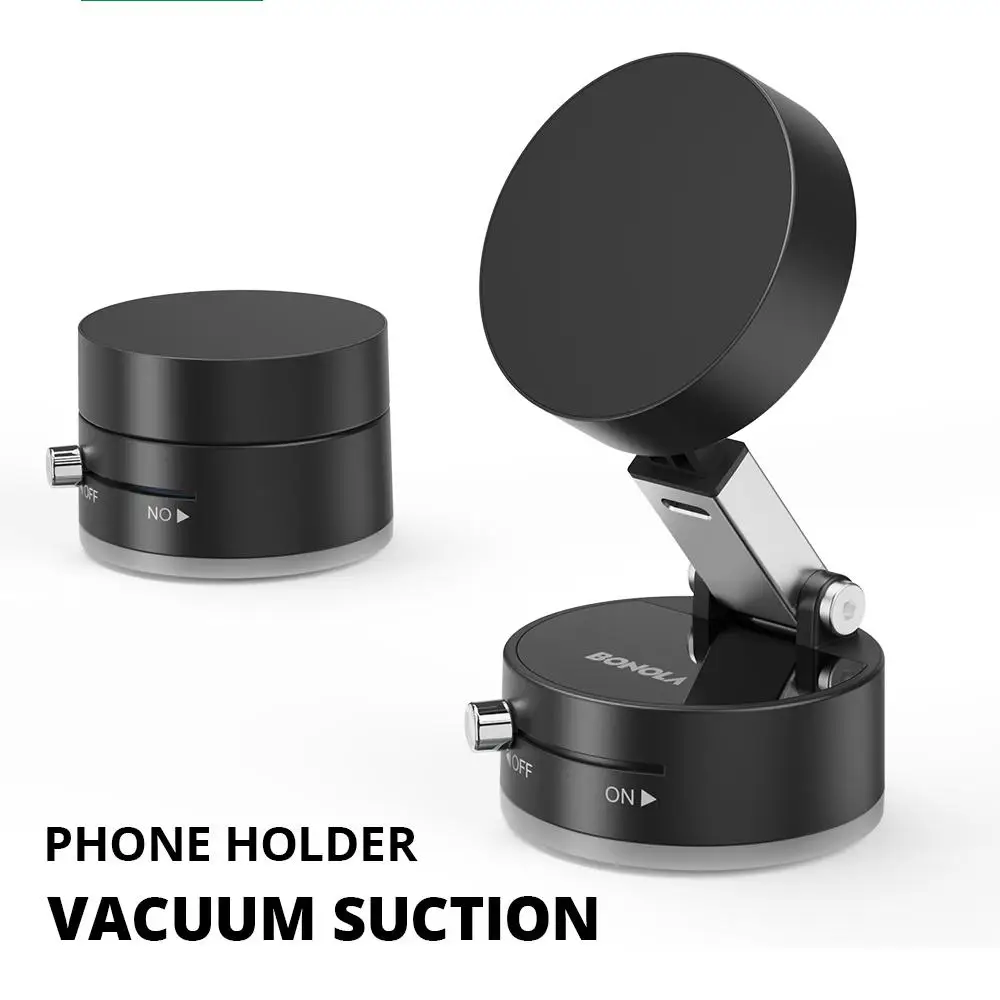 Bonola Mobile Phone Vacuum Suction Cup Holder Foldable For IPhone/ Android Kitchen Lazy Vacuum Double Sided Magnetic Bracket