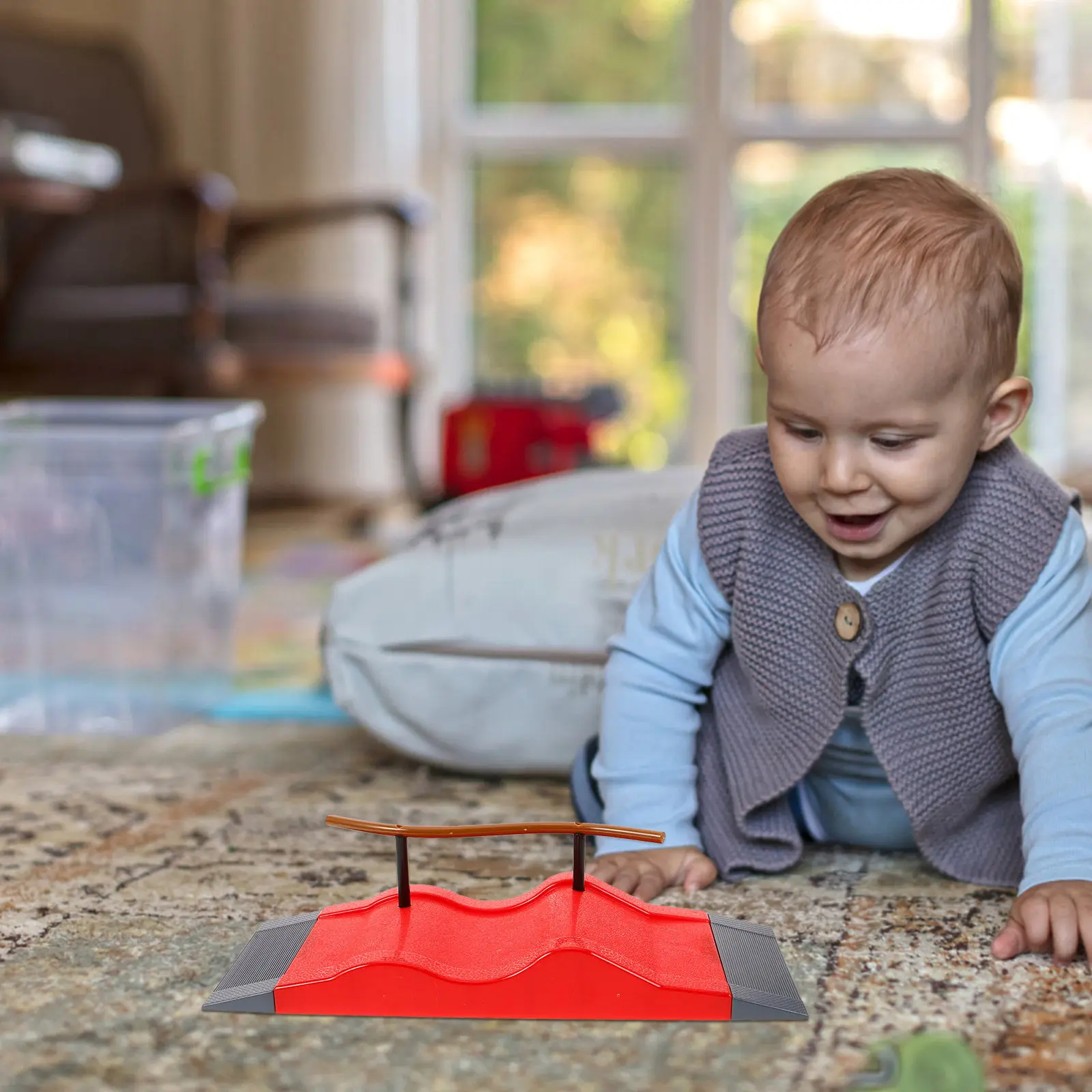 

Fingerboard Skatepark Obstacle Set Mini Skate Park Ramp Plastic Deck Platform Realistic Finger Skate Experience Easy Setup No