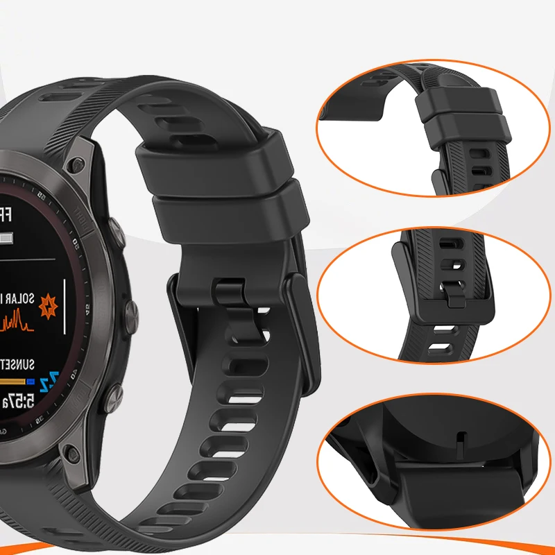 Garmin용 포트 실리콘 스트랩, Forerunner 945 955 945 935 745 스트랩, 시계 밴드 Fenix 5 6 교체 팔찌, 22mm