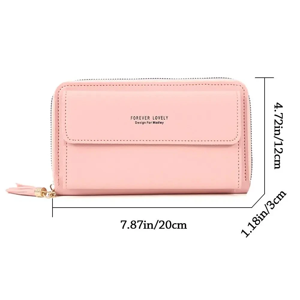 Women Fashion Shoulder Strap Bag Tassel Handbags Long Wallet Cell Phone Bag Multifunction Crossbody Bag Small Card Holder