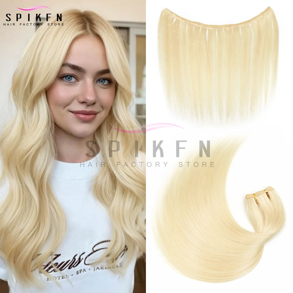 SPIKFN 12"-24" 허니 블론드 인모 웨프트 헤어 번들 익스텐션, 50g/묶음, 실제 기계 레미 헤어 위브