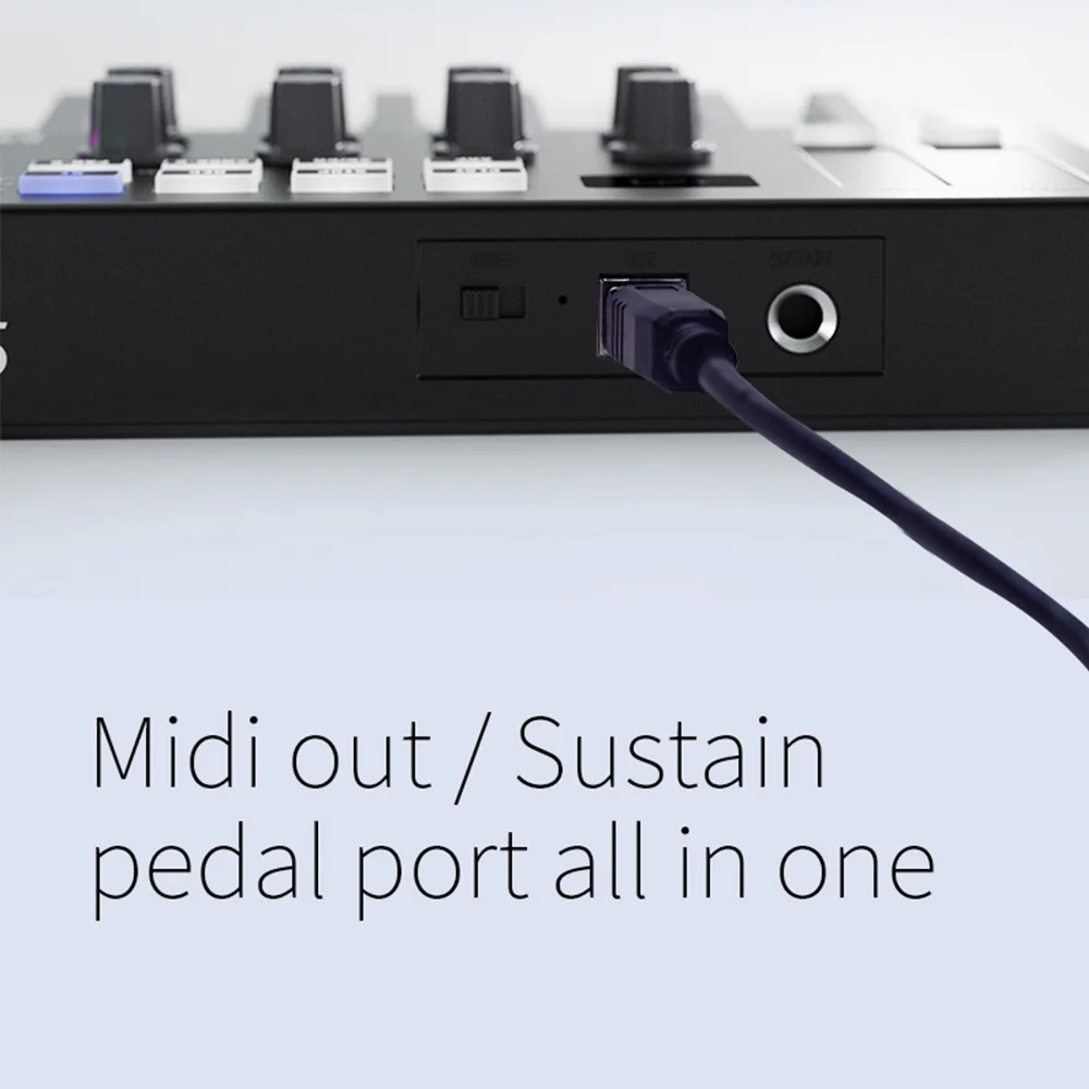 M-VAVE أسود 25-مفتاح MIDI لوحة مفاتيح تحكم صغيرة USB لوحة المفاتيح مع 25 مفتاحًا حساسًا للسرعة 8 وسادات بإضاءة خلفية RGB #5