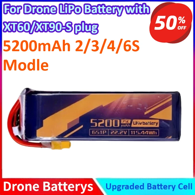 

5200mAh 2/3/4/6S Modle Manufacturer Direct Supply High-Power LiPo Battery for RC Cars, Aircraft Models with XT60/XT90-S