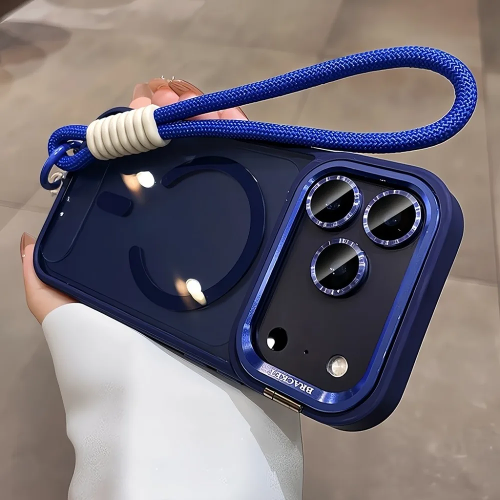 حافظة لهاتف آيفون 17 16 15 14 Plus 13 12 Pro Max 17 Air Lanyard لهاتف Magsafe غطاء خلفي شفاف