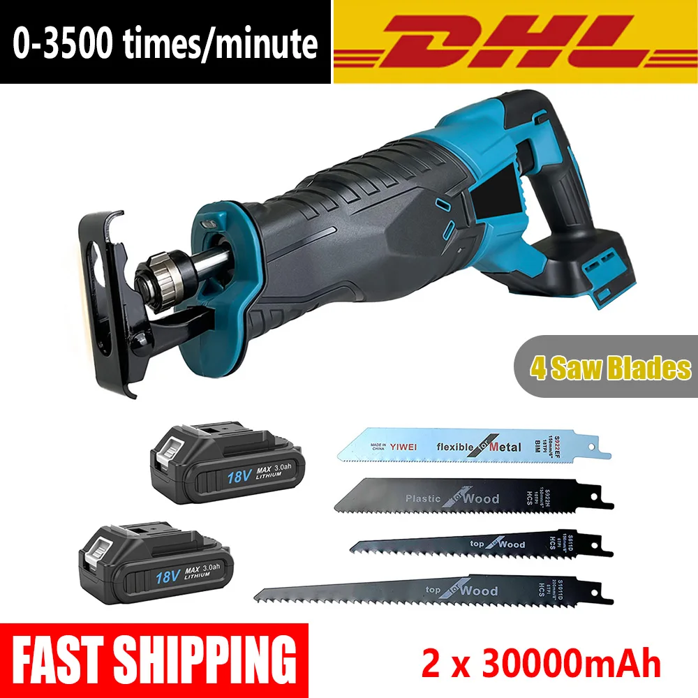 Brushless Reciprocating Saw Cordless, 3500 SPM, Tool-Free Blade Change, Power Reciprocating Saws with 2*3.0Ah Battery & Charger