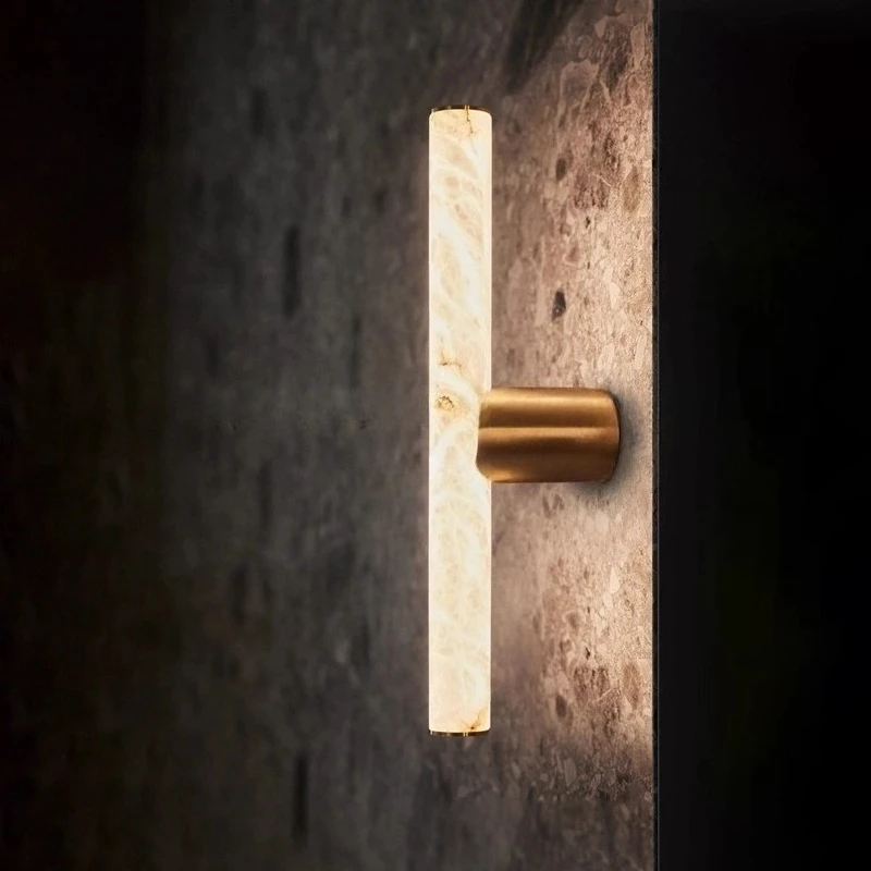 Испанский натуральный мраморный настенный светильник, минималистичный креативный медный антикоррозийный светильник для гостиной, спальни, изголовье коридора, освещение