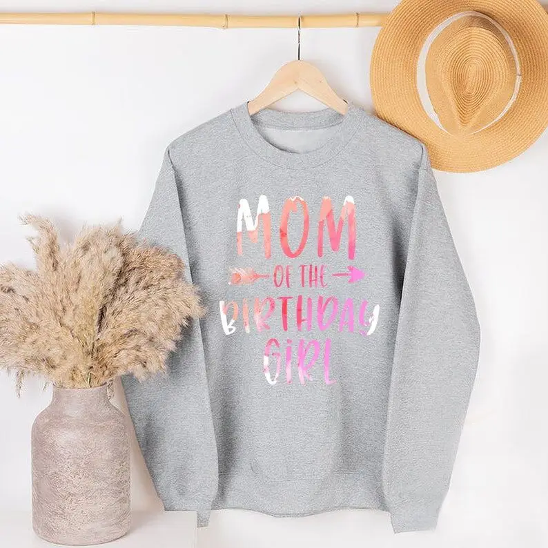 Mommy of the birthday, daughter girl matching family for mom Unisex Sweatshirt Cotton Solid Thicken Warm Women Sweatshirts Lady