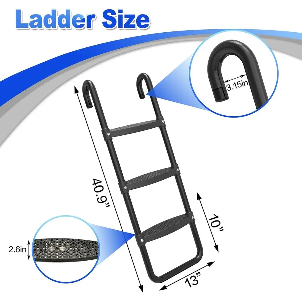 Universal Trampoline Ladder Slide kit, 3 Steps Wide Step for Trampoline, Trampoline Accessories Slide with Buffer Section for Ch