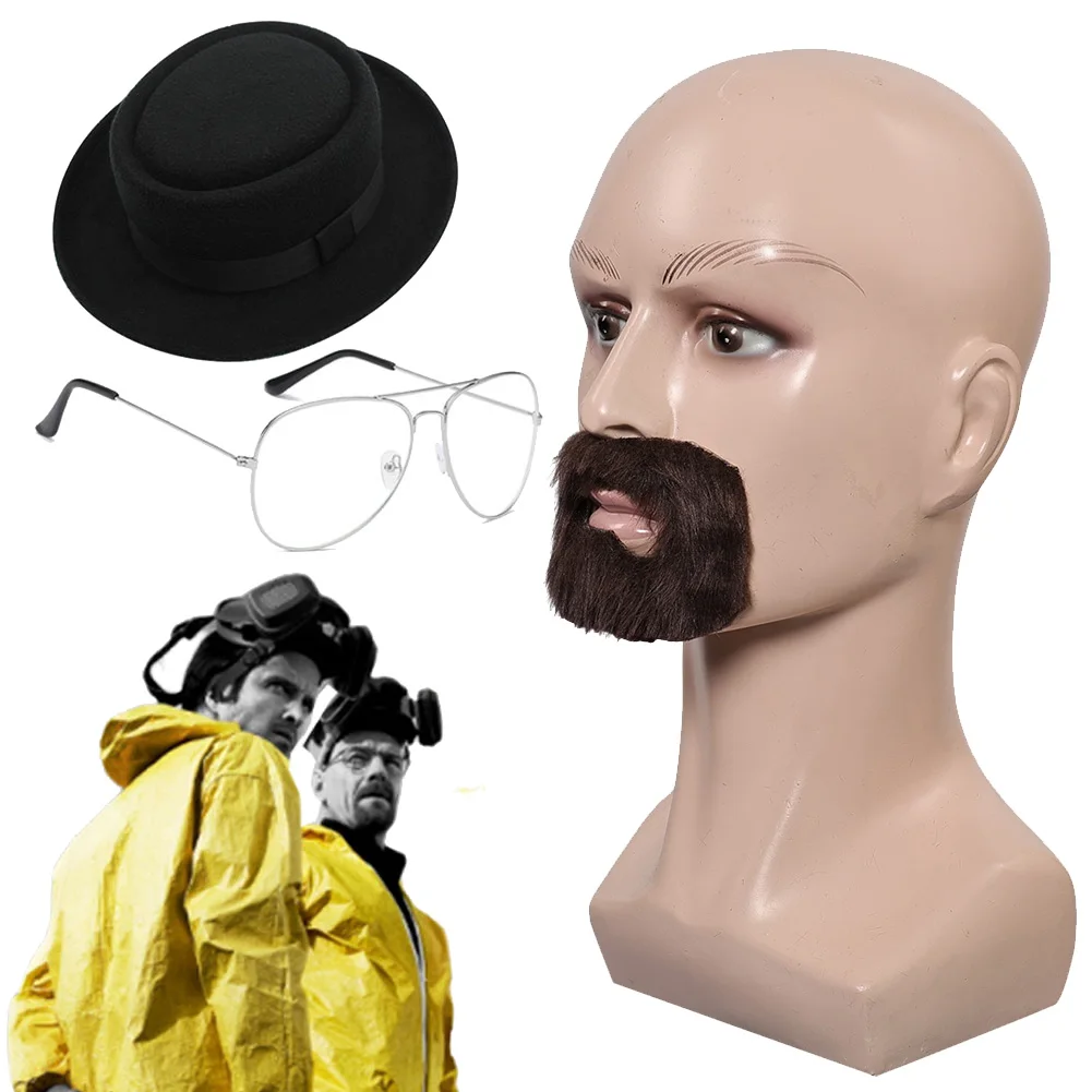 Fantasia Walter White Beard Hat Glasses Movie Breaking Bad Cosplay Disfraz Costume Accessories Male Halloween Carnival Prop Gift