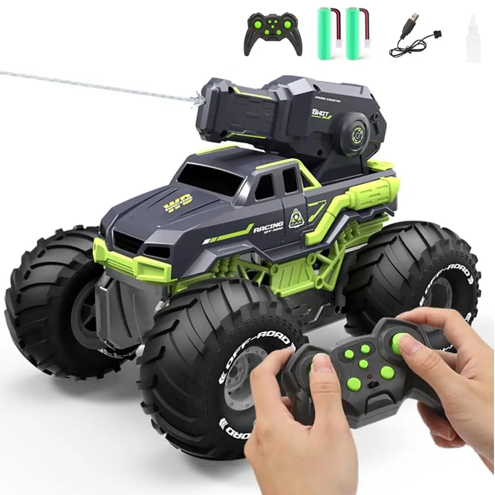 قارب سيارة برمائي يعمل بالتحكم عن بعد، سيارة حيلة RC، سيارات التحكم عن بعد للتصوير المائي لحمام السباحة والبحيرات، دفع رباعي، 2 بطاريات