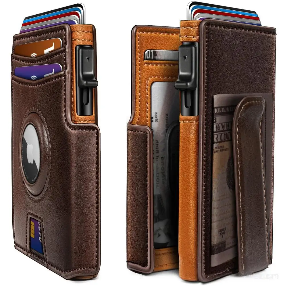 Men Wallet,with Money Clip Coins Pocket ID Window,Slim Front Pocket RFID Blocking Pop-up Card Holder 3.9