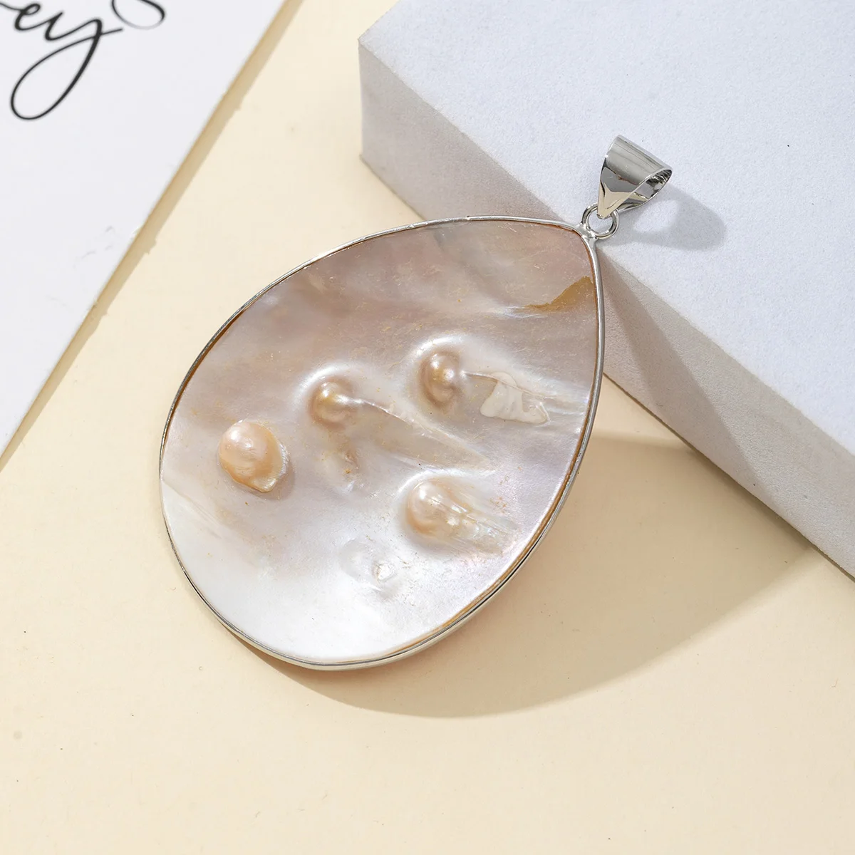 1pc Natural Shell Semi-Finished Charms 61x48mm Teardrop-Shaped Pendant for Jewelry Making DIY Women Necklace Earrings Accessory