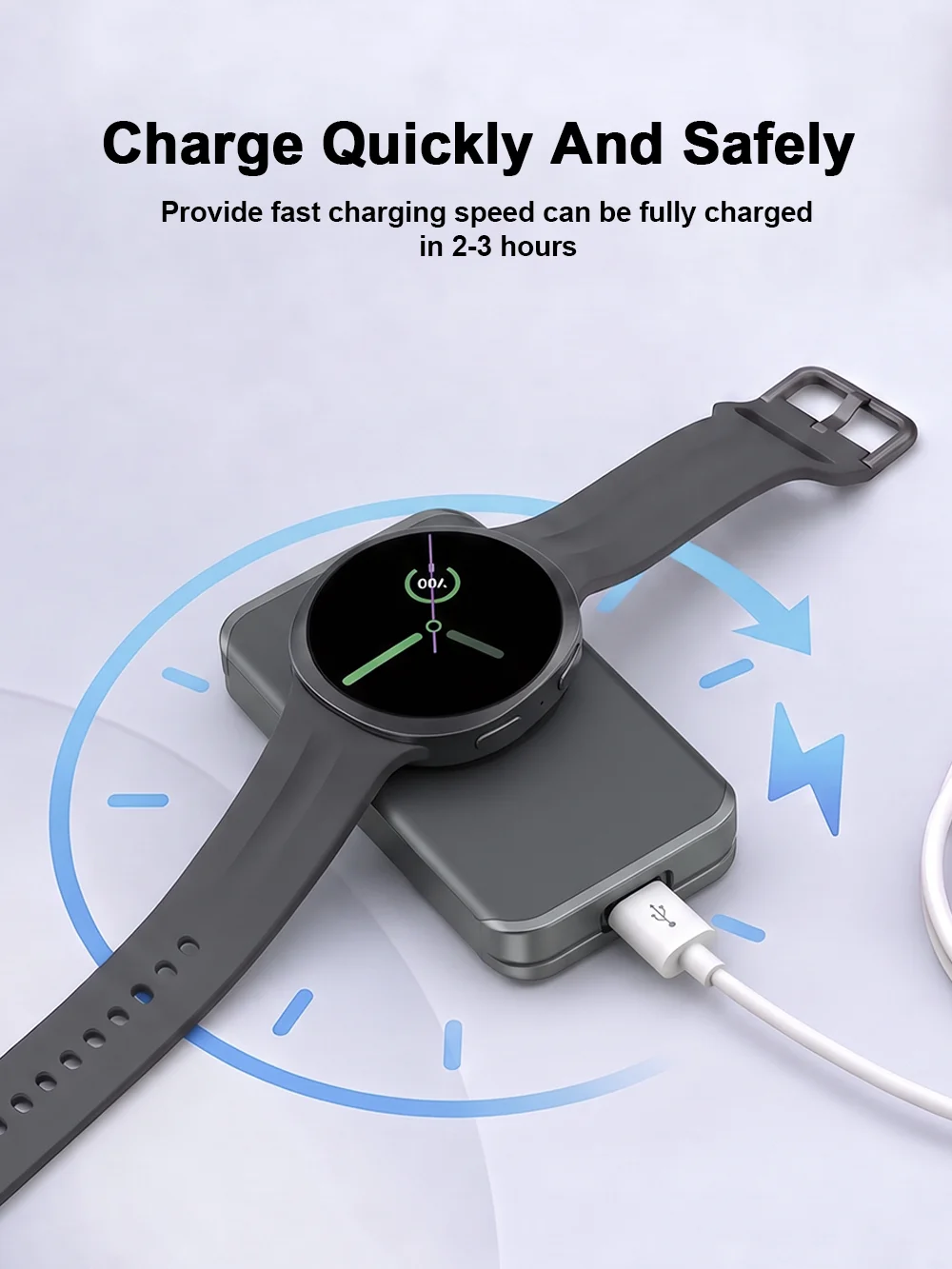 Für Samsung Galaxy Watch 9/8/7/6 Classic 5 Pro 4/3 Active 2 1 Ladegerät USB-C Schnelllade-Dock Typ-C Kabelloses Magnetisches Ladegerät – Detail 6
