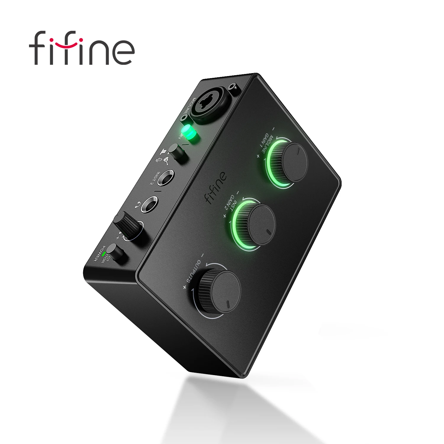 FIFINE Sound Mixer for Condenser Microphone with Gain Knob,Audio interface with 48V Phantom Power for XLR Mic Podcast-Ampli1