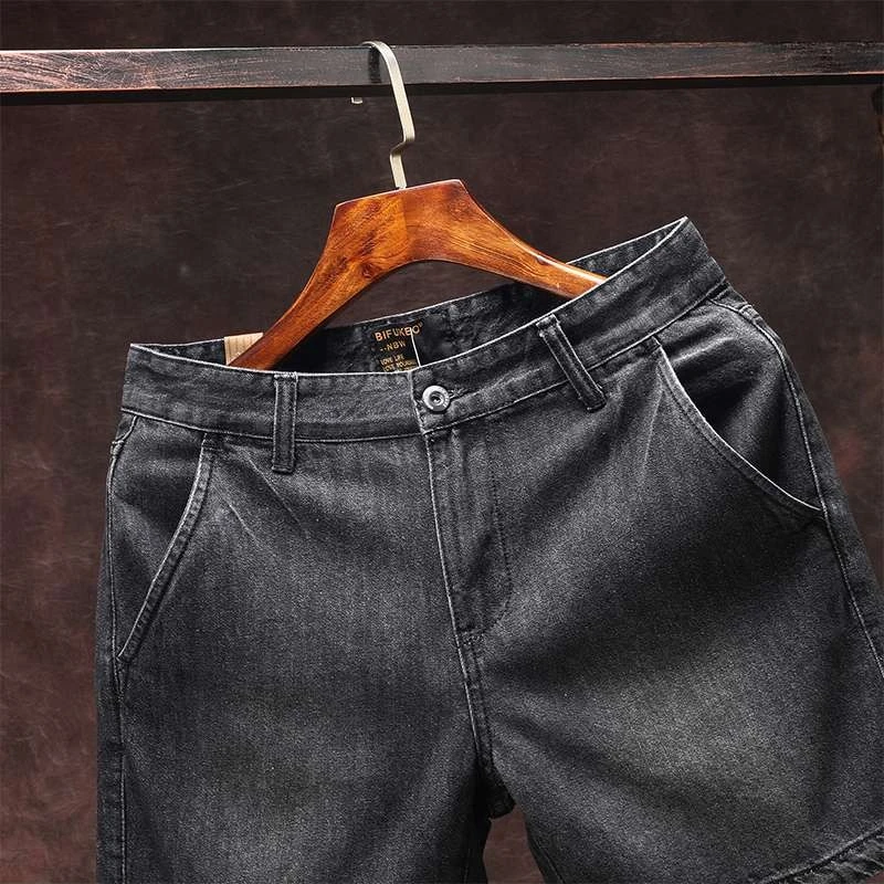 الرجال جينس قصير السراويل نحيل ريترو الأزرق الذكور الدنيم السراويل الجديدة في لمط مع سستة تمتد خمر Harajuku وقح كاوبوي