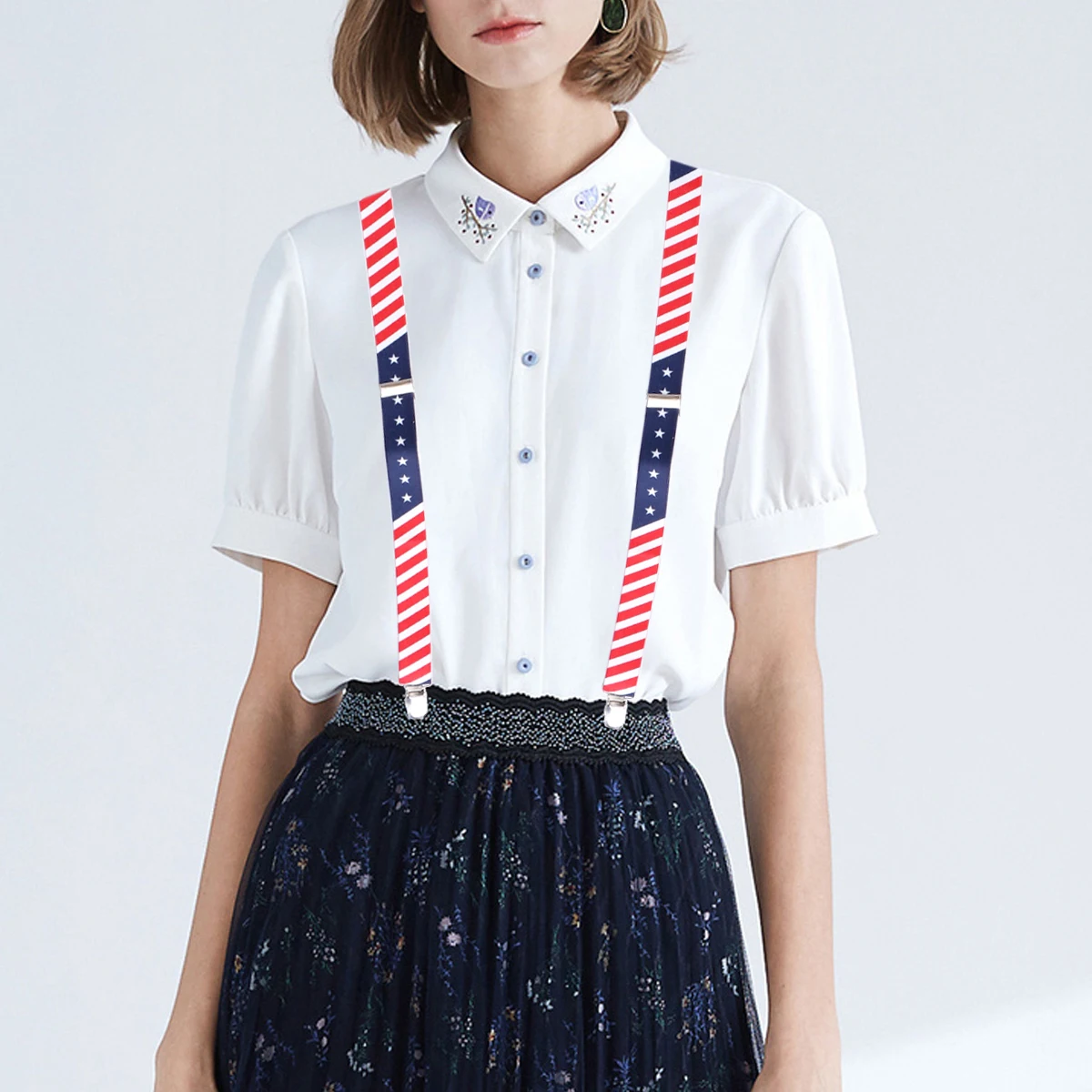 

Flag Printed Elastic Suspenders Unisex Adjustable Clip on Suspender Fashion Belt Pants Holder Trendy Accessory