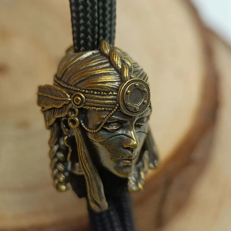 Tribe Female Warrior Brass Knife Bead EDC DIY Paracord Woven Bracelets Lanyard Pendants Accessories Outdoor Tool Hangings Charms