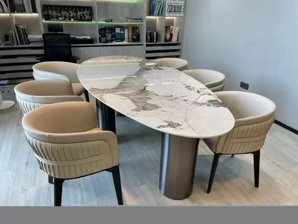 

Modern Minimalist Designer Dining Table Italian Luxury Teardrop Stone Table Eco-Friendly Customizable