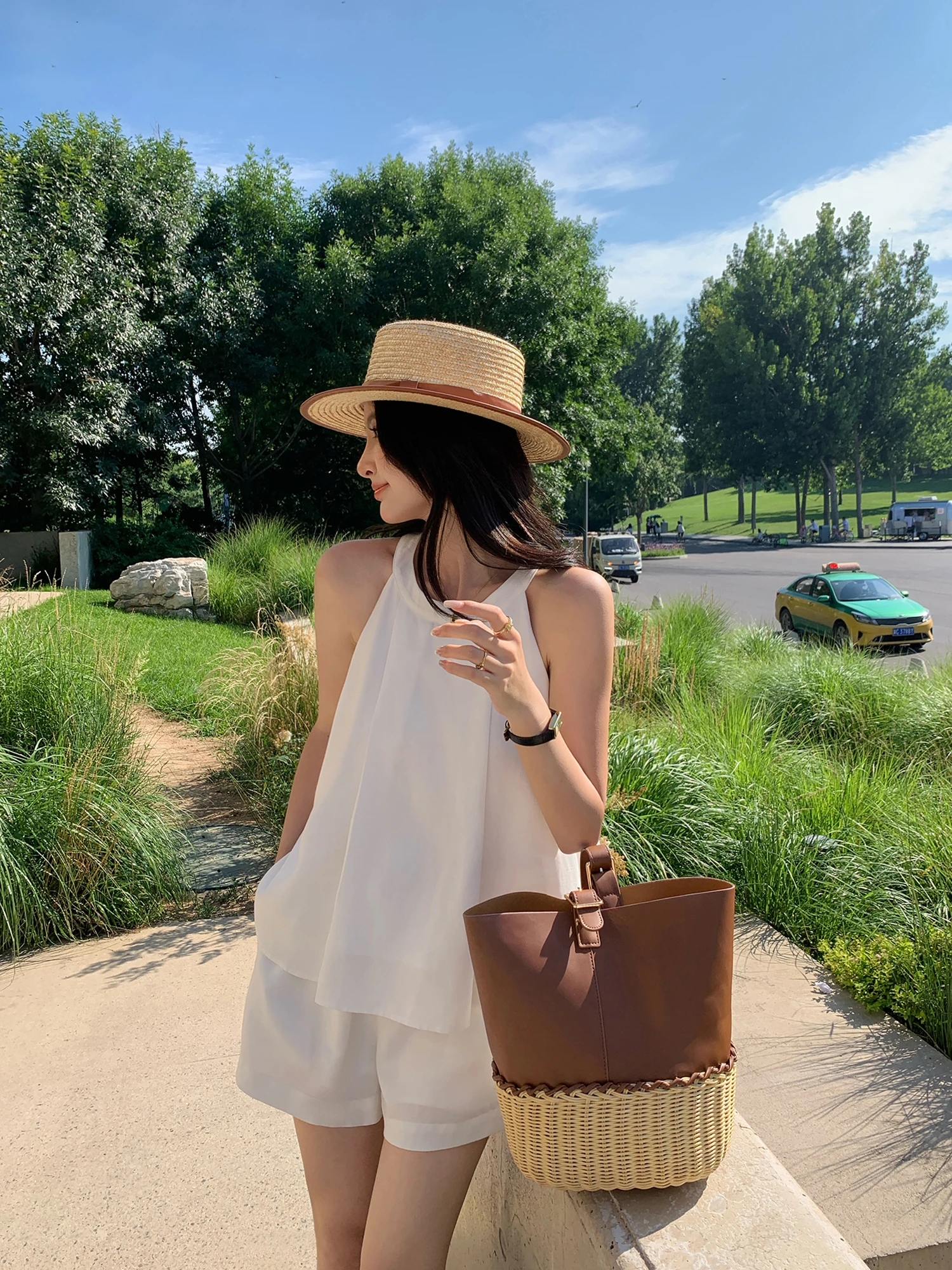 

Pusumede Field Evening Hanging Ne Strap Vest Women's Svel Casual Wide Leg orts Set Women's Faion Summer Outfit