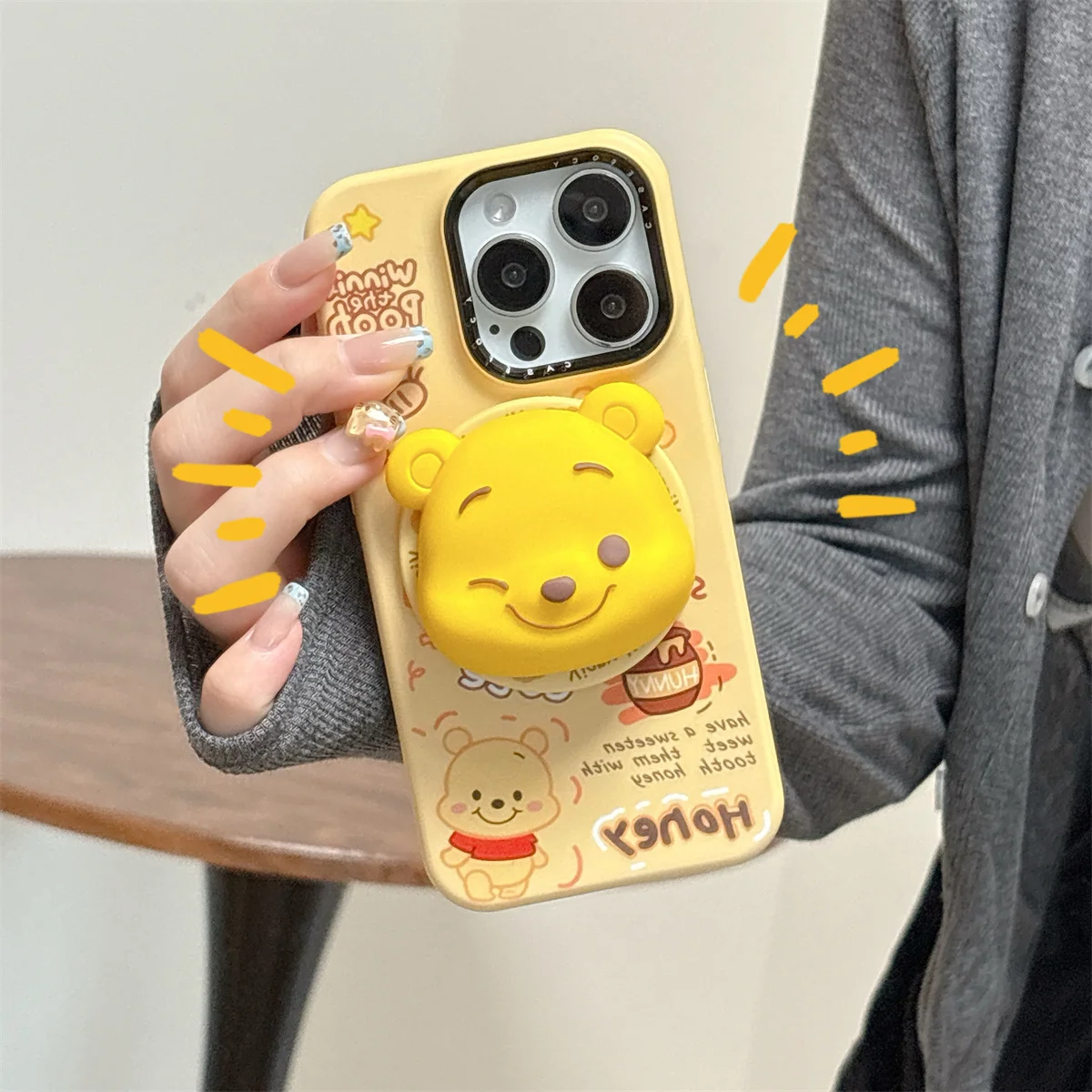 

Fashion Cute Cartoon Bear Magnetic Phone Case For iPhone 16 Pro 14 15 Pro Max Cover with Stand For Magsafe Cases