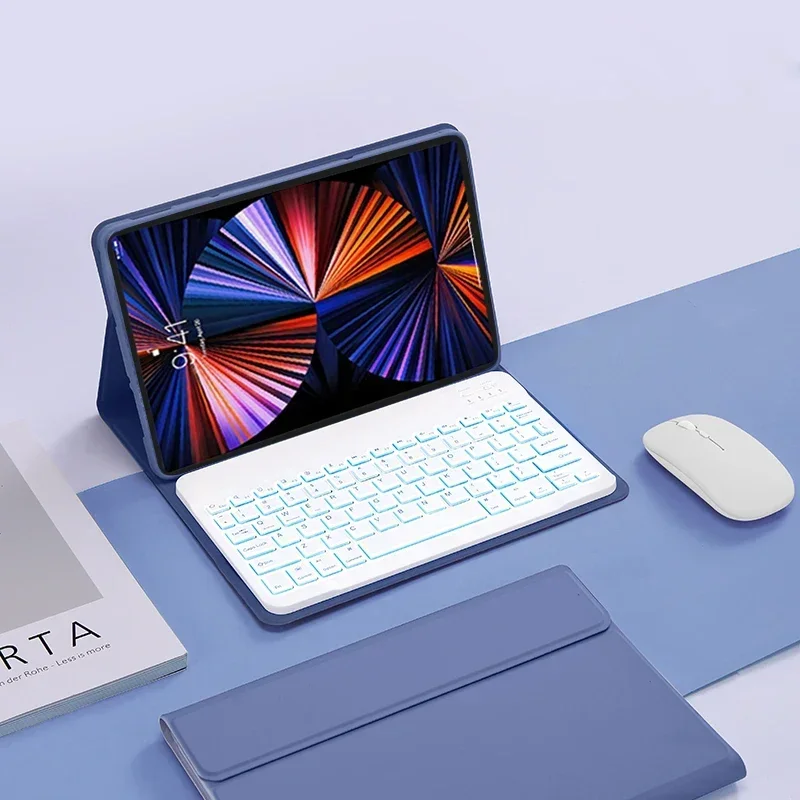 لوحة مفاتيح بإضاءة خلفية 7 ألوان لهاتف Xiaomi Poco Pad 12.1 حافظة بوصة قابلة للفصل غطاء لوحة مفاتيح لأجهزة Xiaomi Redmi Pad Pro 12.1 بوصة