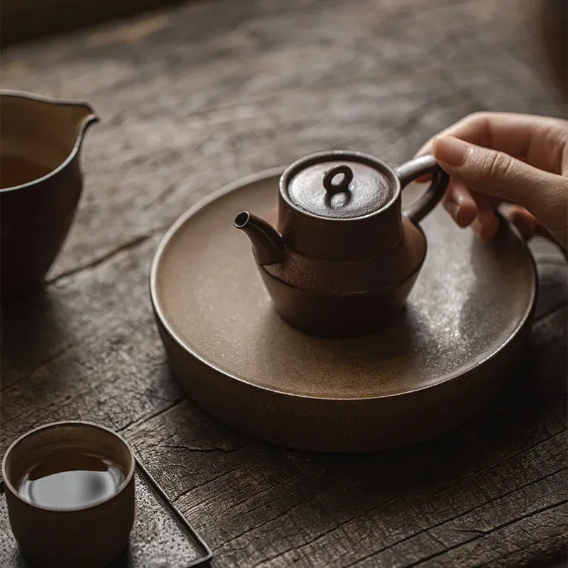 130ML Japanese-style Coarse Pottery Teapot Old Rock Mud Teapot Ball Hole Filter Tea Brewer Antique Ceramic Kung Fu TeaSet Gift