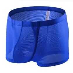 CLEVER-MENMODE Mesh Sexy Underwear Boxer Men Sheer Trunks Side Open Crotch  Transparent Boxershort Penis Pouch Panties Underpant