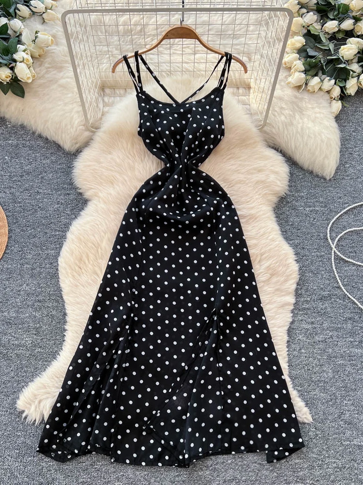 프렌치 슬레 오프숄더 깅엄 새틴 롱 드레스 여성 슬림 핏 하이 웨이스트 A라인 스커트 여름 시즌 출퇴근용