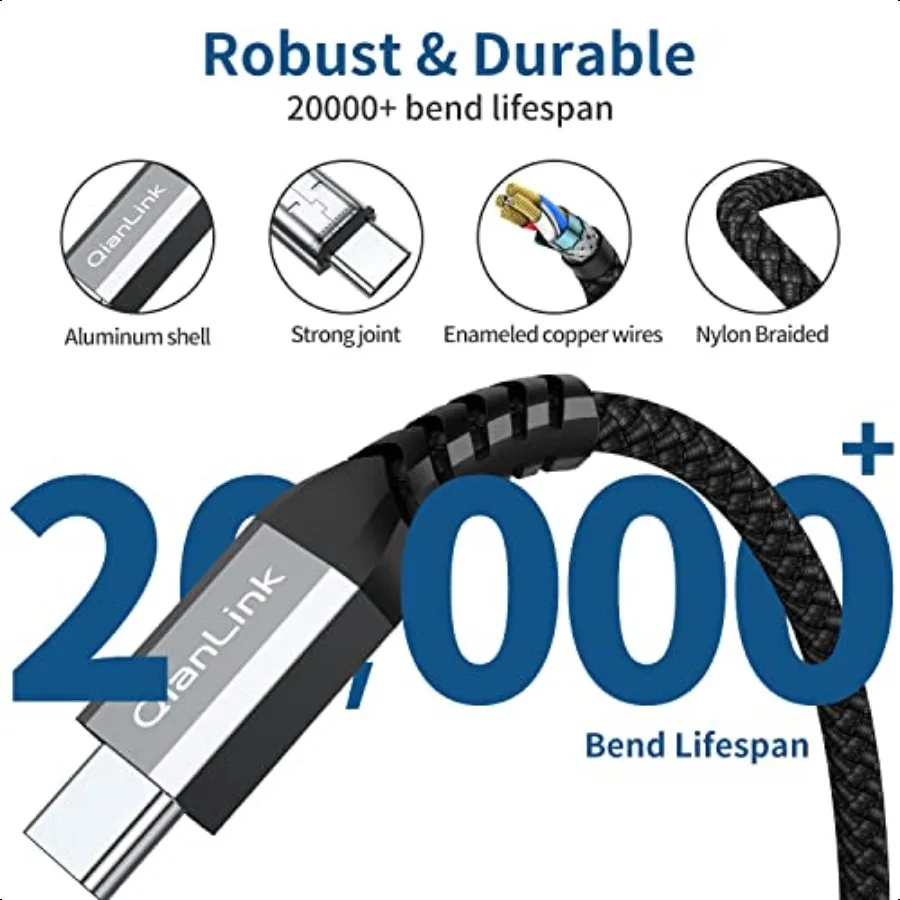 USBC-zu-USBC-Kabel, 60 W, 2 Stück, 3,3 Fuß, USBC-Typ-C-Schnellladekabel für iPhone 15 16 Pro Max Plus, Samsung Galaxy S24 S23