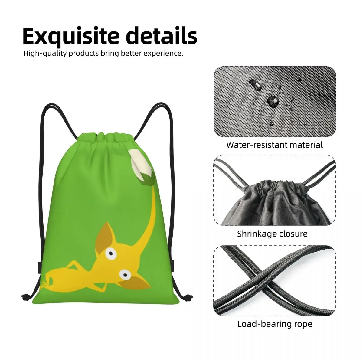 Custom Yellow Pikmins Video Game Drawstring Bag Men Women Foldable Sports Gym Sackpack Shopping Storage Backpacks image 3
