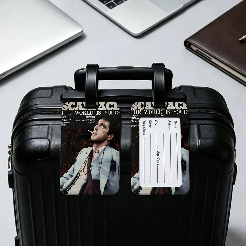 popular crime Movie S-Scarface PVC Waterproof Luggage Tag Anti lost Information Card Cover For Student Bag Travel Suitcase