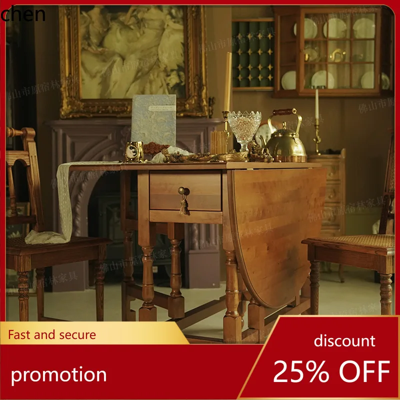 

HT Grandma's Home Reunion Table Folding Table Vintage Wooden Oval Coffee Shop Table