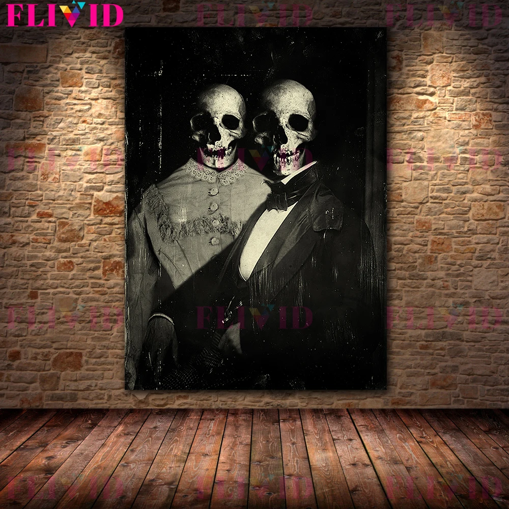 Creepy Gothic Ghost Photograph Vintage Wall Art Canvas Print Victorian Vintage Cult Scary Witchcraft Photography Art Poste Print