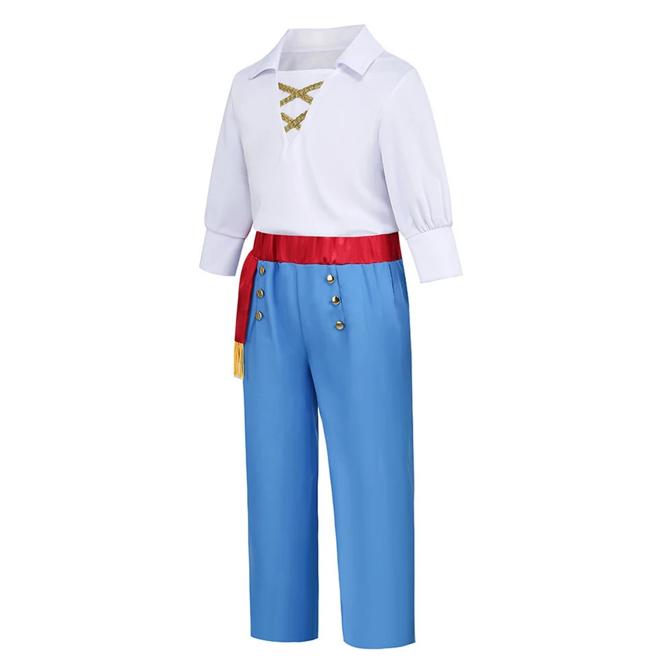 Hot Charming Kids Clothes Boys Halloween Costume Children's Cosplay Prince Eric Peter Pan Frog Prince Naveen Top and Bottom Sets