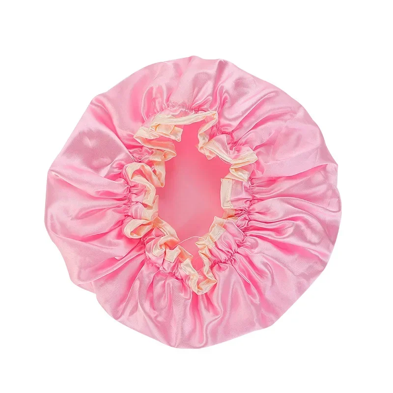 

Waterproof Elastic Shower Cap Reusable Thickened Double-layer Bath Hat Women Head Hair Cover Sleep Cap Home Supply