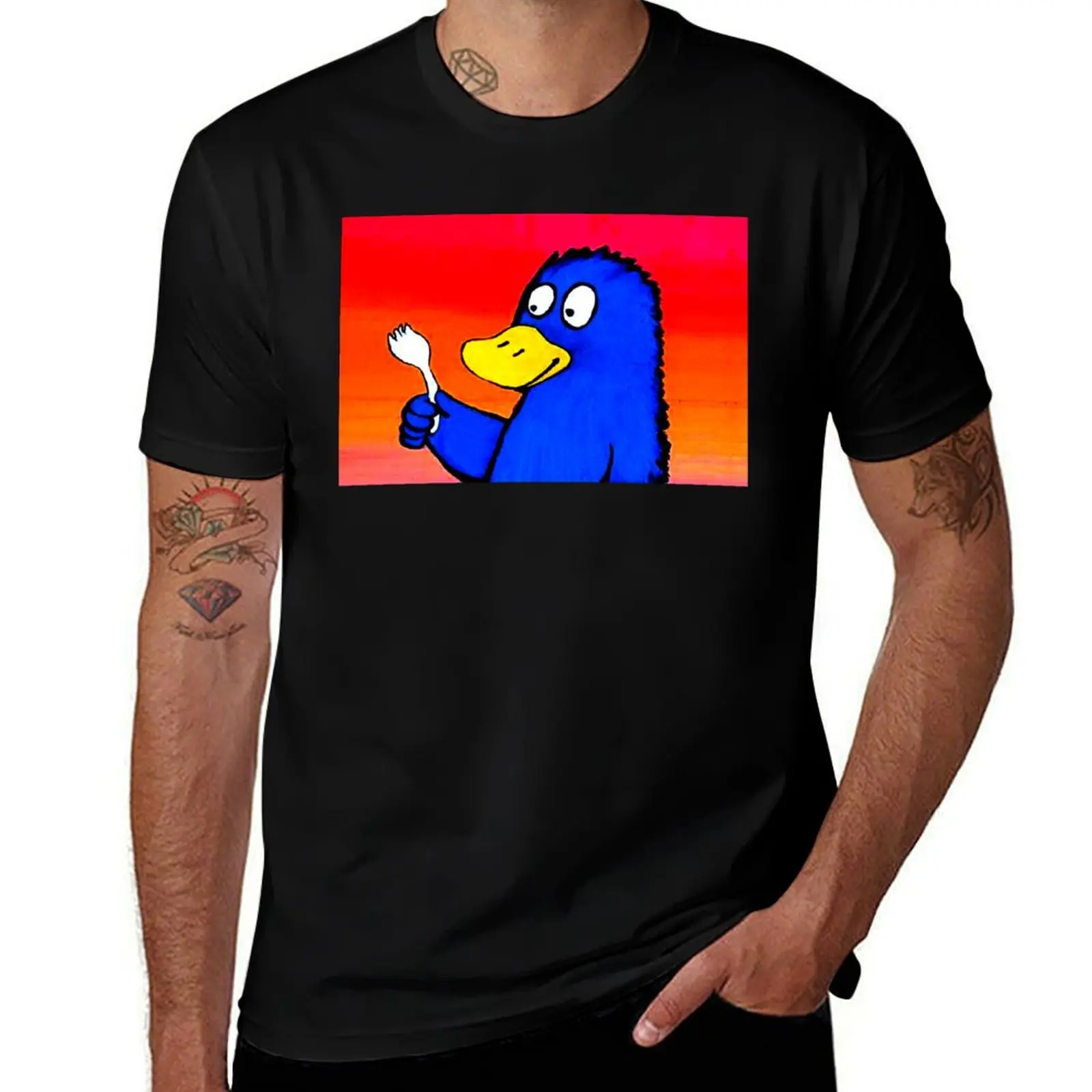 

PLATYPUS WITH A SPORK T-Shirt man t shirt designer t shirts for man pack white t shirt man luxury T-shirt
