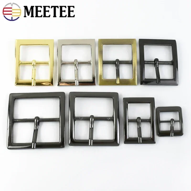 Meetee 5/10Pcs Metal Pin Buckle 16/19/25/32/38mm Bag Strap Clasp Webbing Adjuster Hook Belt Buckles DIY Hardware Accessories