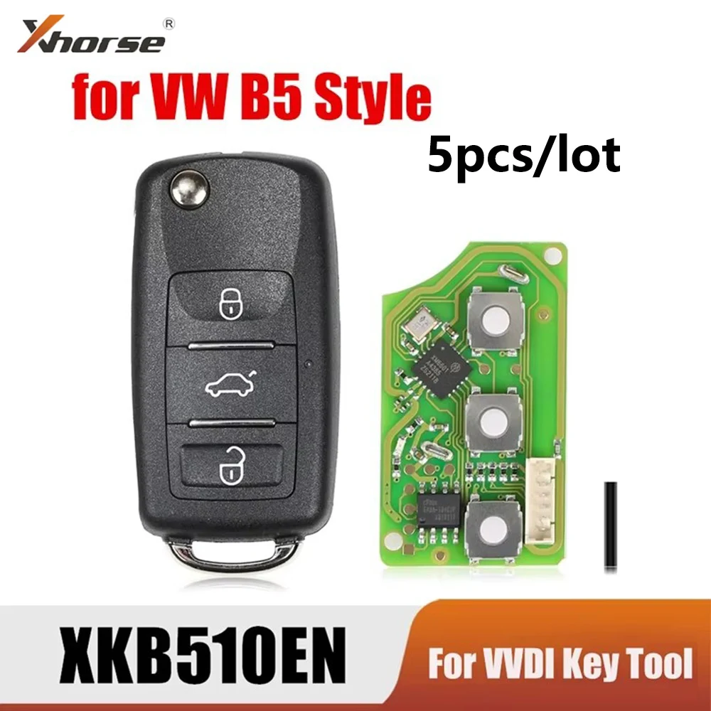 5pcs/lot Xhorse XKB510EN Universal Remote Key B5 Type 3 Buttons English Version