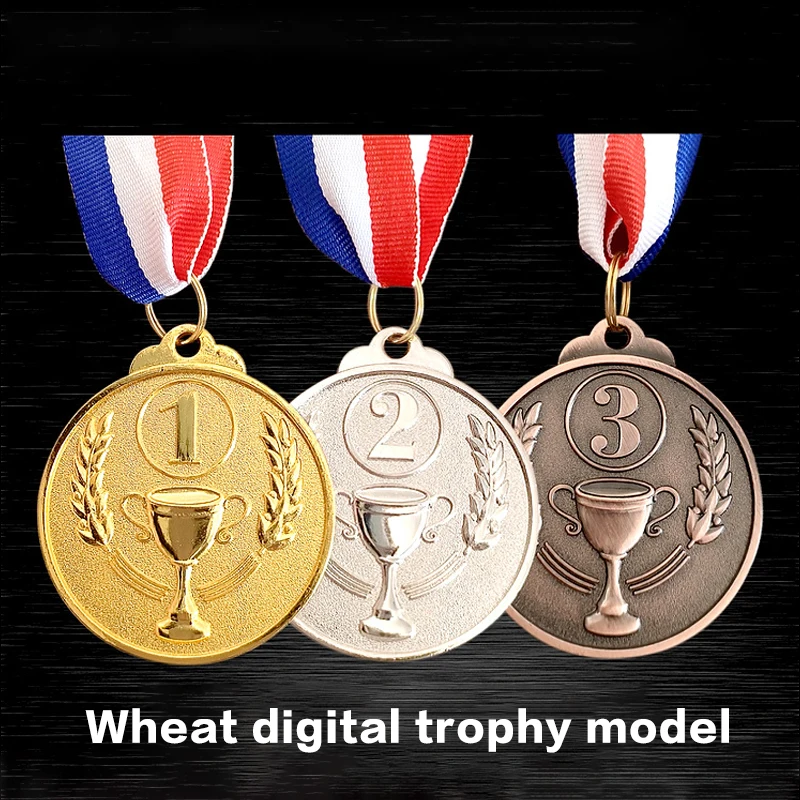 Gold Silver Bronze Medal Football Competition Game Prizes Trophy Children Sports Game Prize Awards For Sports Competition Games