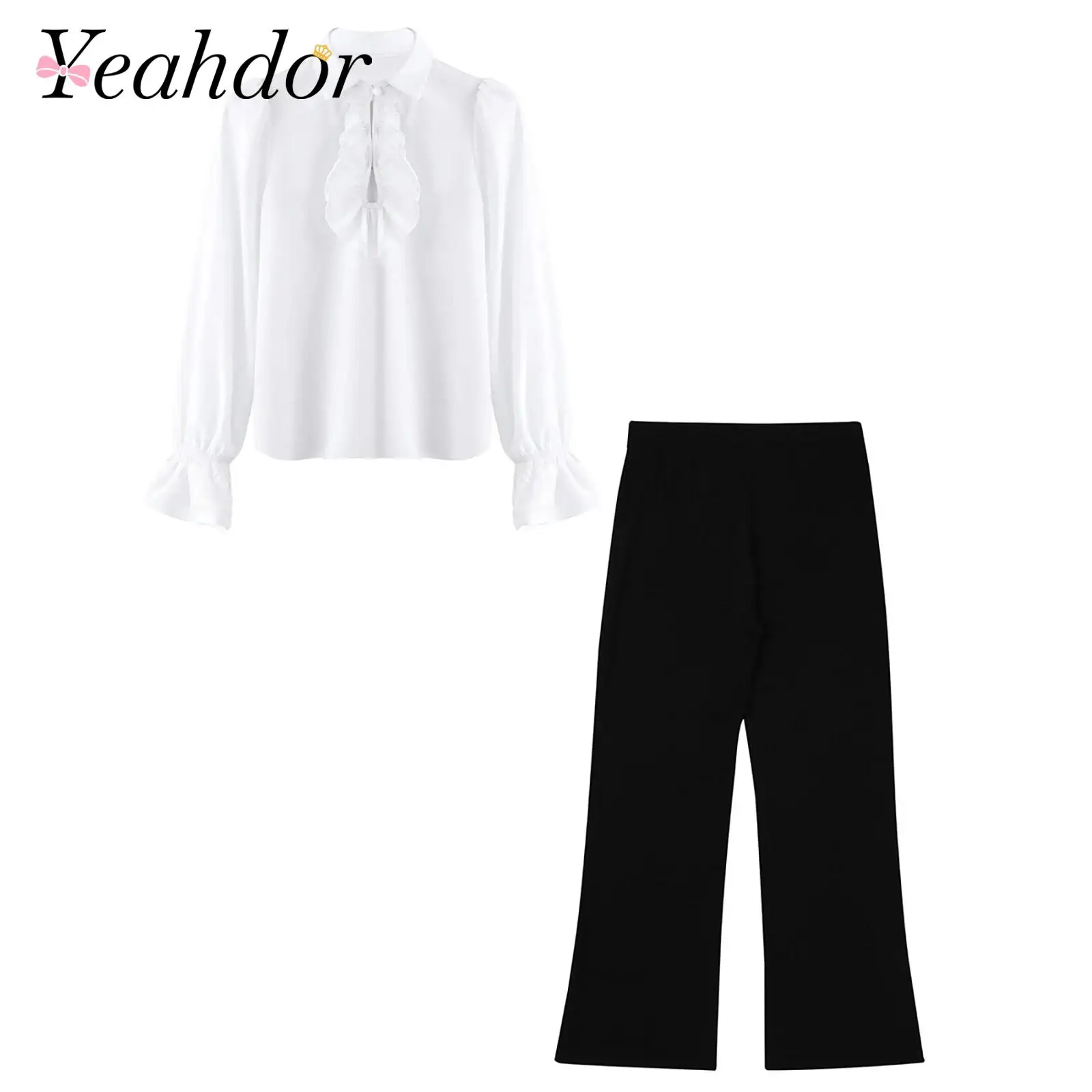 Kids Boys Latin Modern Dance Wear Retro Renaissance Costumes Tango Outfit Ruffle Shirt with Pants Set for Stage Performance