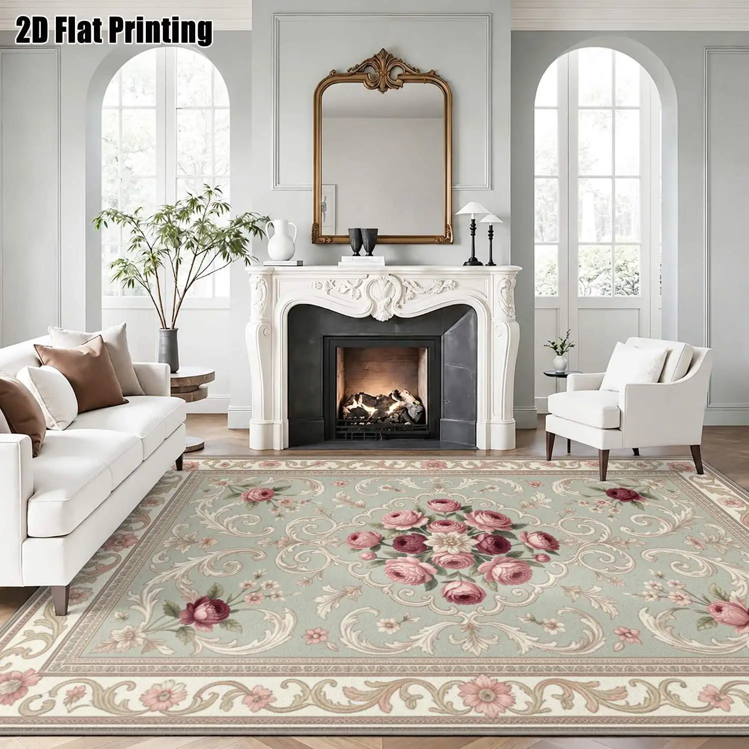 1Pc 2D Printed Carpet: Brown-Grey Geometric Patchwork, Nordic Minimalist Style, Machine Washable, Multi-Size, Suitable for Home Decor, Multi-Scene Use