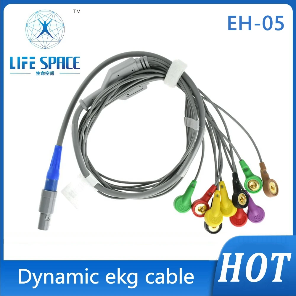 

Holter Cable ECG EKG Cable leads Jincomed round 14pin plug 10 Leads Channel ECG Holter Monitoring Recorder System only Cable