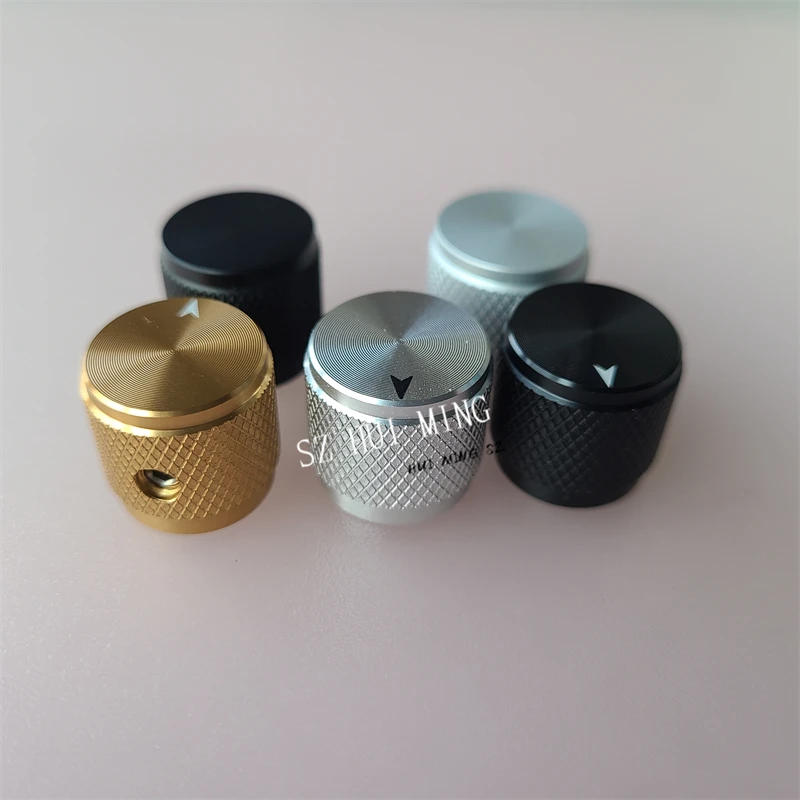 5 uds perilla de aleación de aluminio perillas de potenciómetro sólidas plateadas moleteadas 17*16mm tapa giratoria perillas de interruptor de volumen de guitarra amplificador HI-FI