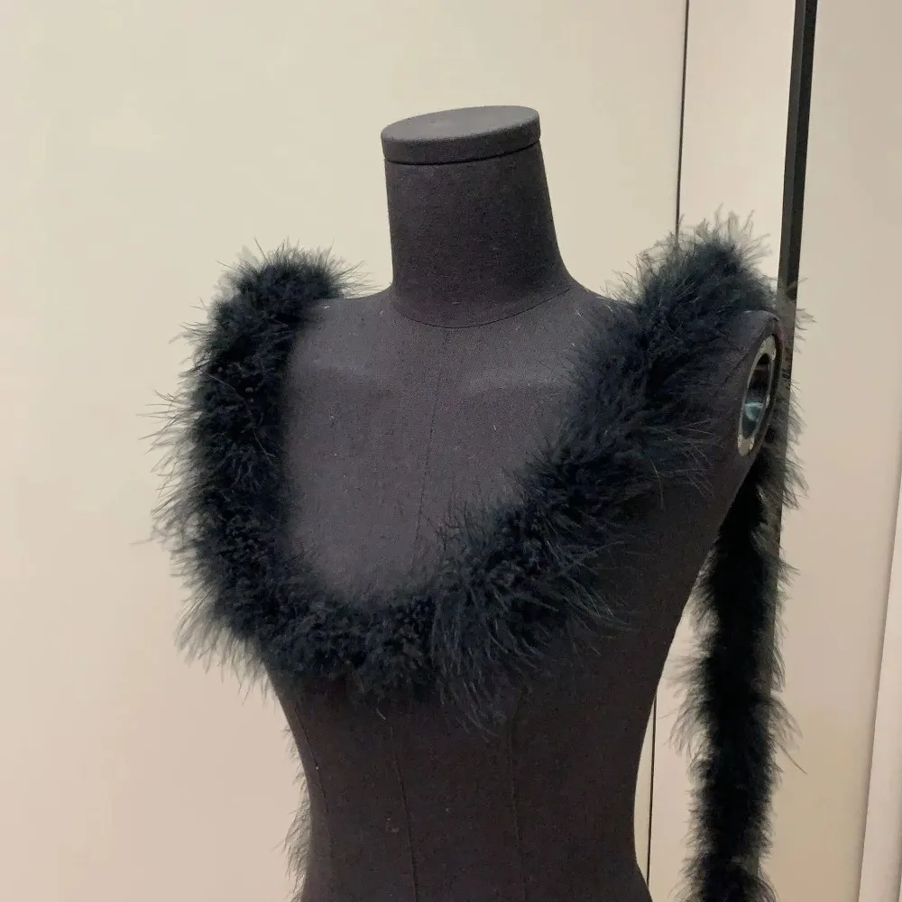 

2 Meter Marabou Feather Boa Cuff Strip Faux Fur Fluffy Trim DIY Apparel Sewing Home Decoration Artificial Fur Stripe Decoration