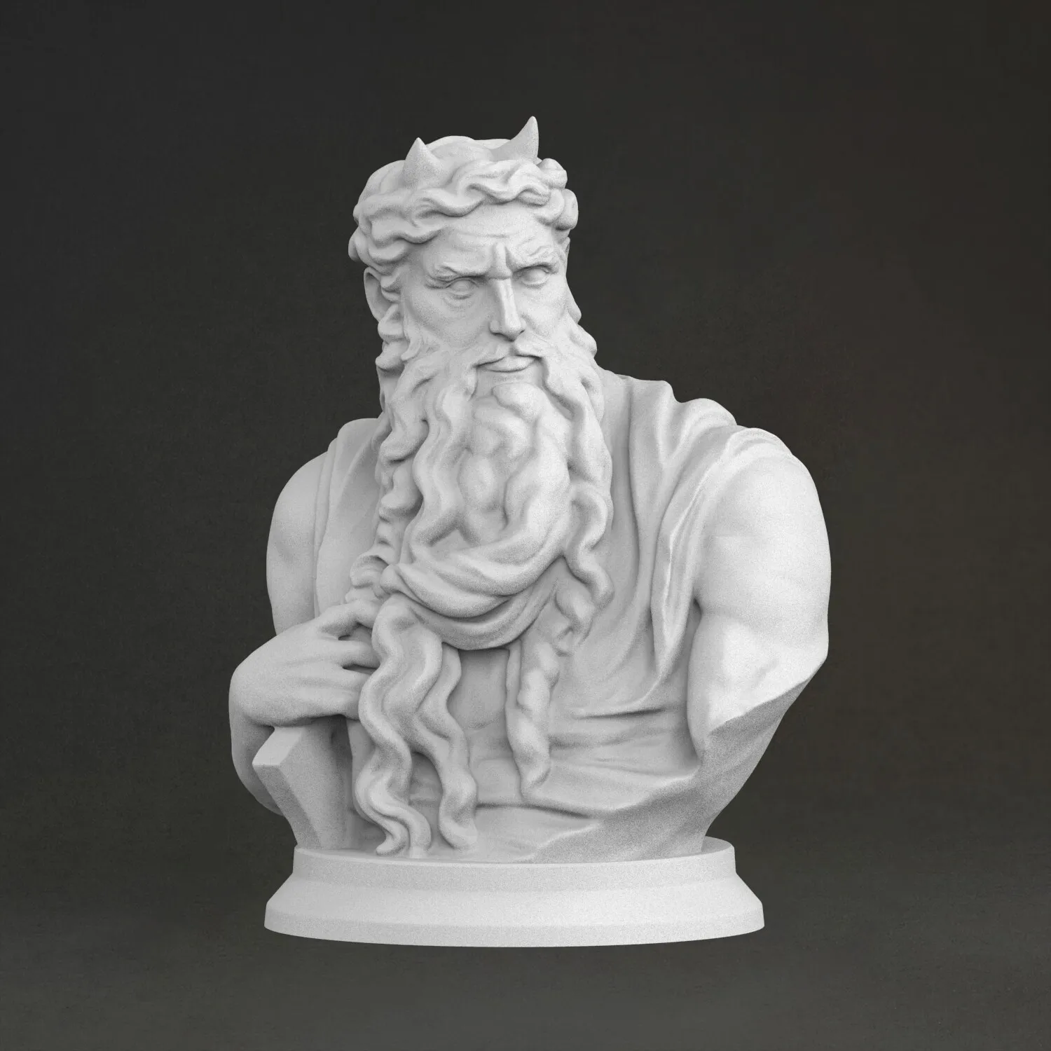 'Bust of Moses' Sculpture, 3D Printed Resin Material, Hand-Painted, Plaster-Like Ornaments (Ships Within 10 Days）