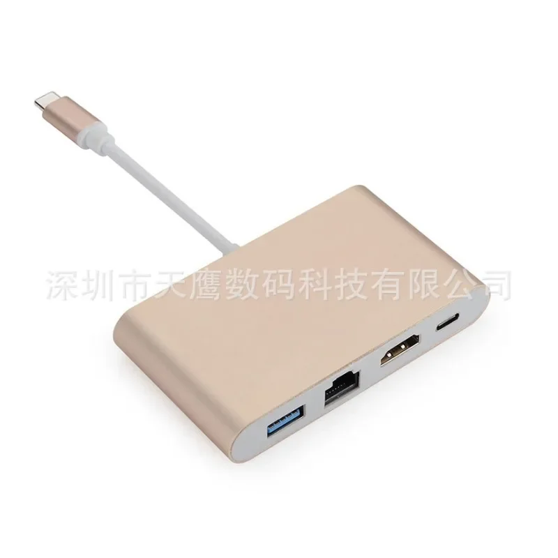 

Type-C to Ethernet card+HDMI multi in one adapter cable USB 3.1 to HDMI+RJ45 with power supply