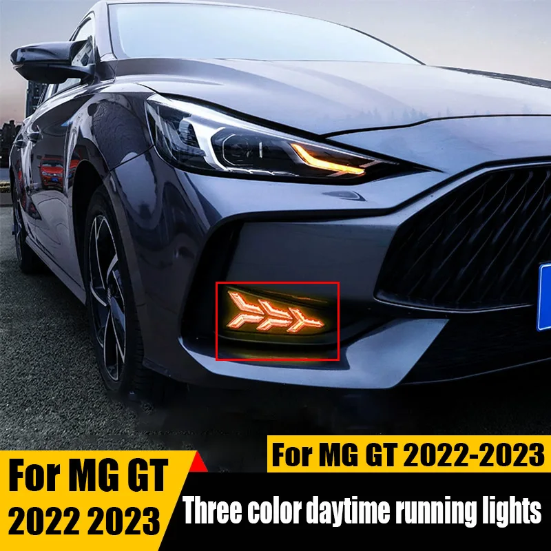 For MG GT 2022 2023 Special fog lamp for daily running lights of automobiles front bumper flow light steering driving