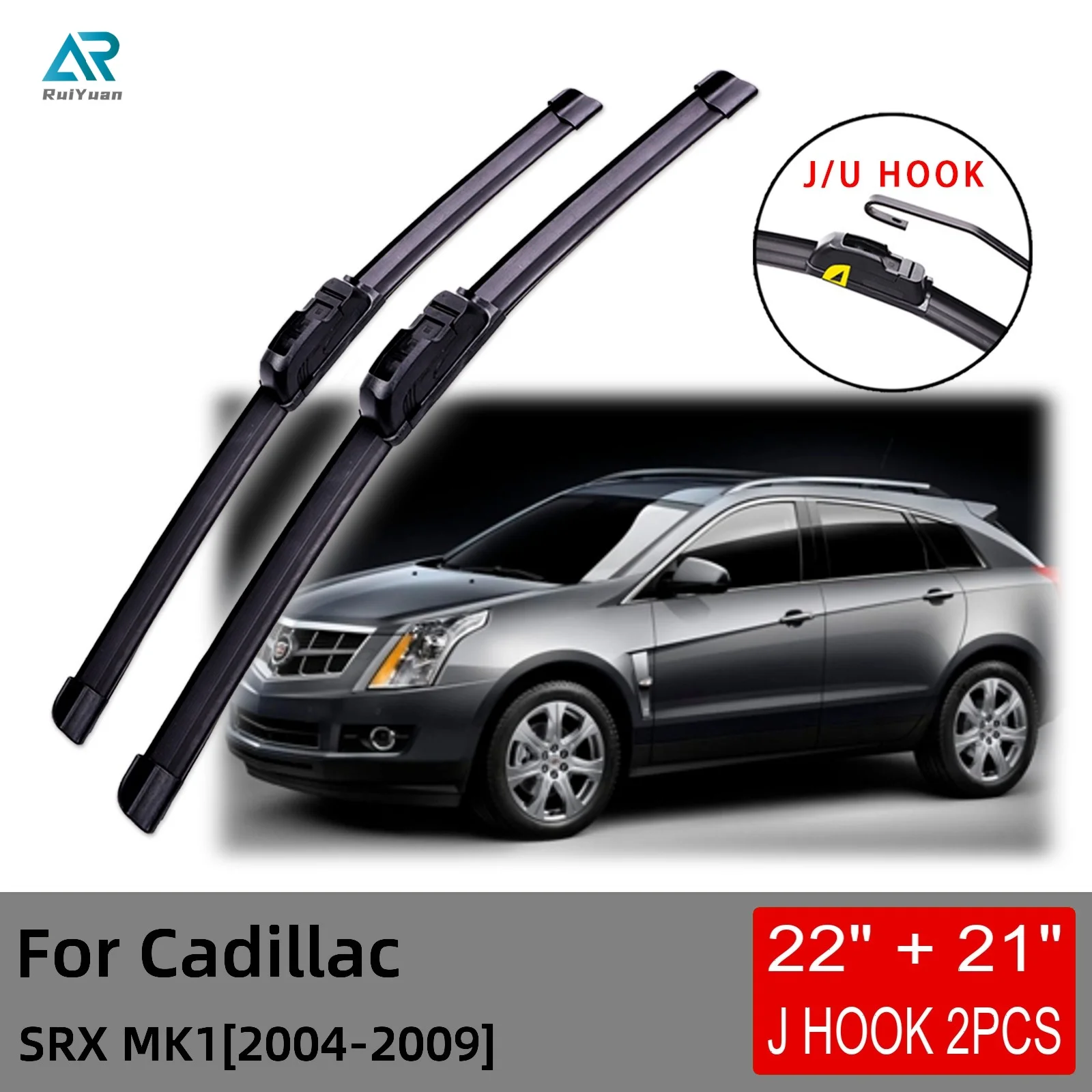 

For Cadillac SRX MK1 2004 2005 2006 2007 2008 2009 Front Wiper Blades Brushes Cutter Accessories U J Hook