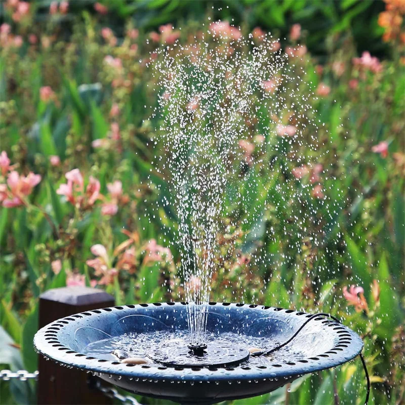 Pompe de fontaine solaire bricolage avec cordon d'alimentation de 1.2 m, fontaine de bain d'oiseaux à énergie solaire avec 6 anonymes pour bains d'oiseaux, étangs de jardin